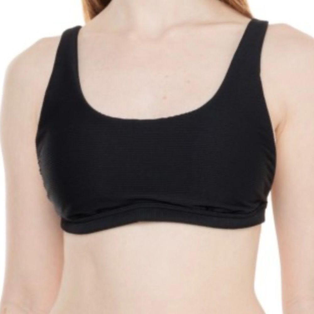 prAna NWT Sz XL Black Shoreline Ottoman Ribbed Bikini Swim Top